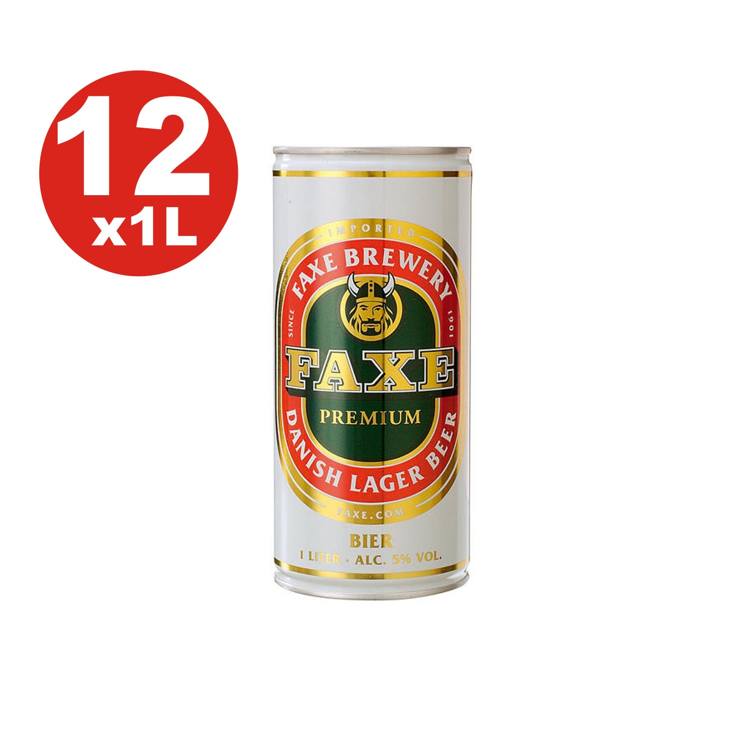 12 x Faxe Premium Danish Lager 5 vol 1 litro puede my food online.eu