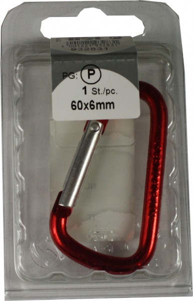 Coloque el gancho aluminio rojo 60x6mm