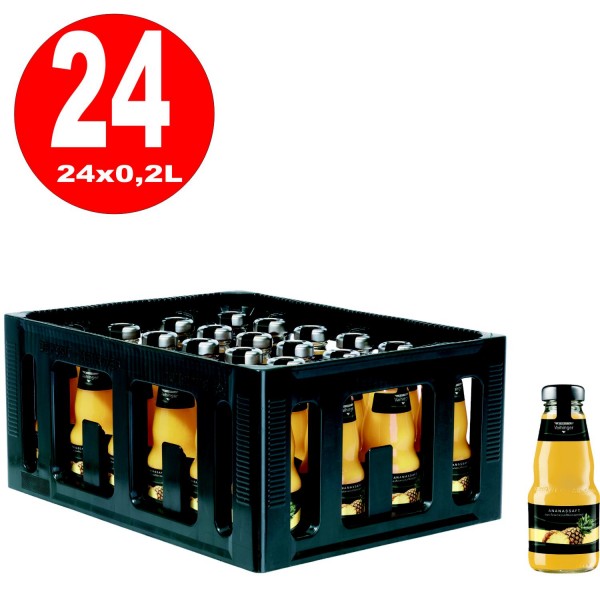 24 x Niehoffs Vaihinger jugo de piña 0.2l botella de vidrio en caja original reutilizable