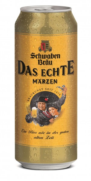 24 x Schwaben Bräu Das Echte Märzen 0.5L latas de 5.7% vol de depósito unidireccional REDUCED EXPIRY:10.03.2022