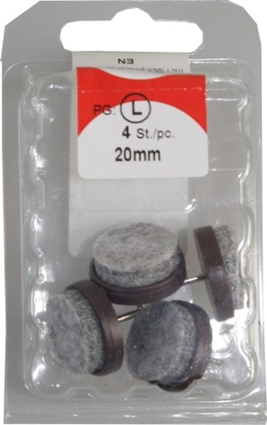 Deslizadores de fieltro marrón/gris 20 mm