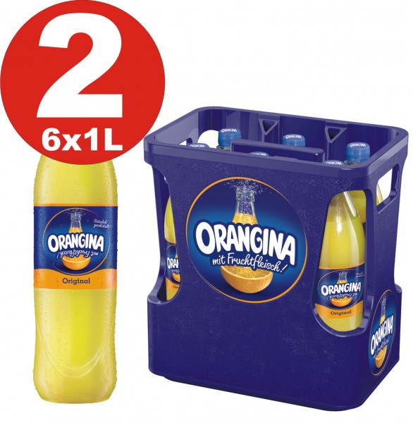 2 x 6 limonada Orangina amarilla 1 litro - 12 botellas de PET en cajas originales MHD:12.6.2023
