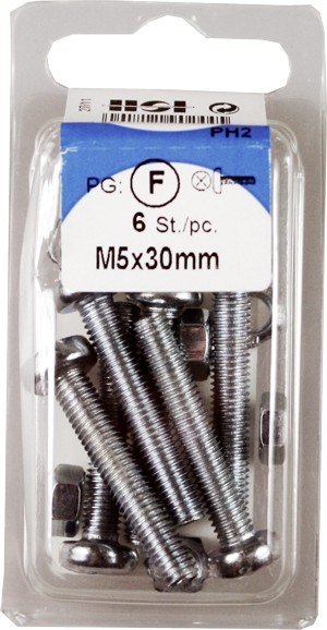 Pernos roscados con tuercas M5x30mm