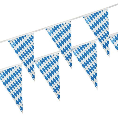1 cadena de banderines de plástico de 10 m Bavaria de 10 metros de largo Cadena de banderines de 10 m Bavaria (PE)