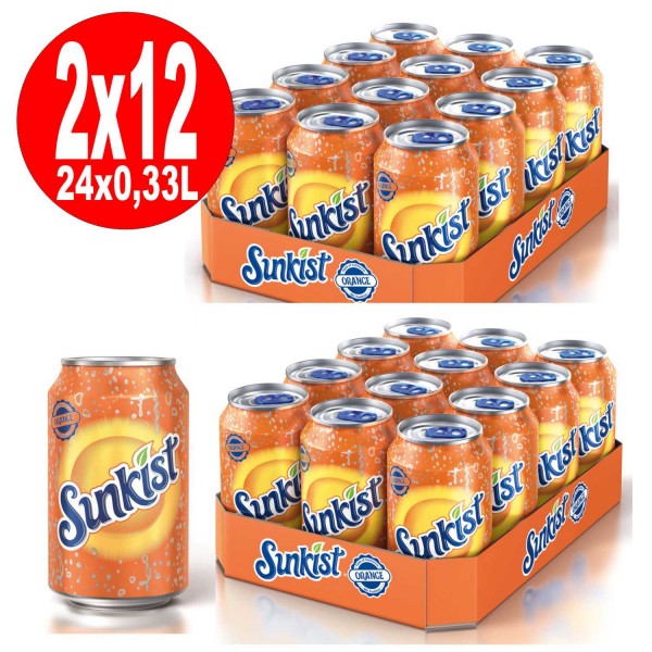 2 x 12 x = 24 Sunkist Orange Lemonade 0,33L puede EINWEG