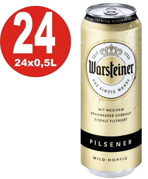 Warsteiner Pilsener 24x0,5L dosis de 4,8% vol verum prima