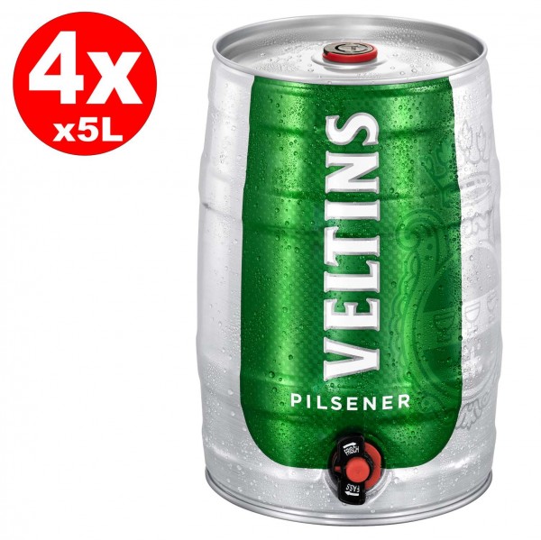4 x Veltins Pilsener barril fiesta 5 litros 4,8% vol.