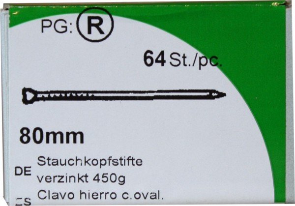 Stauch alfileres de cabeza Eisenverzinkt 80 mm