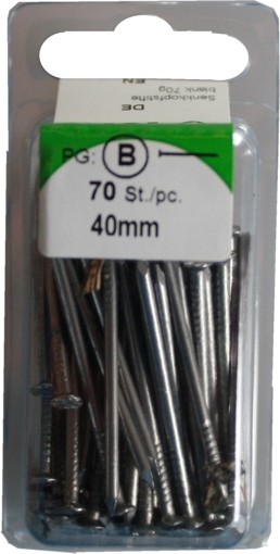 Alfileres de cabeza avellanadas de hierro en blanco 40 mm HP 70 g