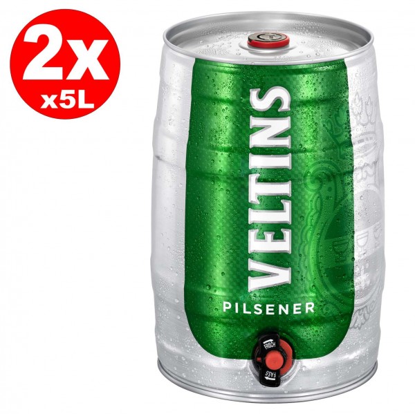 2 x Veltins Pilsener barril fiesta 5 litros 4,8% vol.