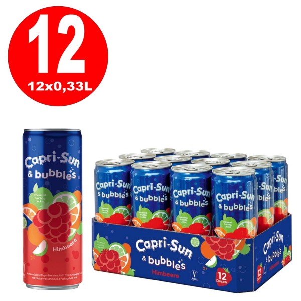 12 x Capri Sun & Bubbles raspberry 0.33L lata de depósito unidireccional