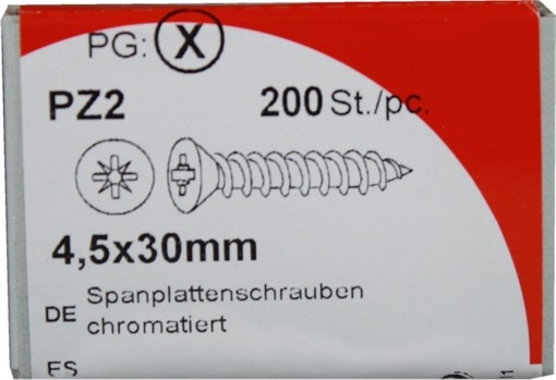 Conglomerado tornillos Pozidrive chromated KP 5X30m 4, 200