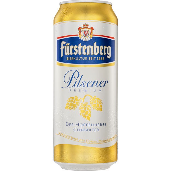 24 latas de 0,5 L de Fürstenberg Premium Pilsener 4,8% Vol._Depósito retornable