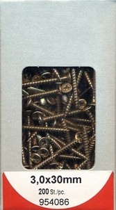 200 pcs Aglomerado tornillos Pozi 3.0 x 30mm cromados