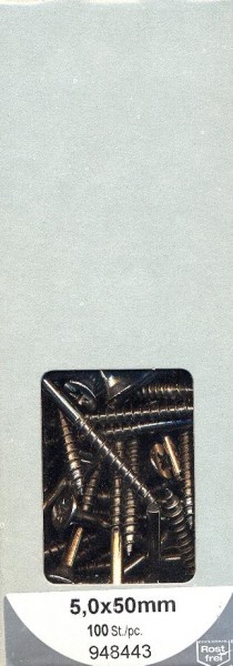 100 Aglomerado tornillos Pozi 5,0 x 50 mm de acero