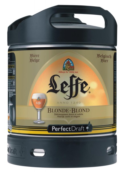 4x Leffe Blonde cerveza de Begica Perfect Draft 6 litros barril 6,6 % vol