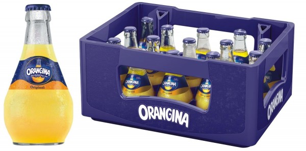 15 x Orangina limonada amarilla botella de vidrio de 0,25 l en caja original reutilizable