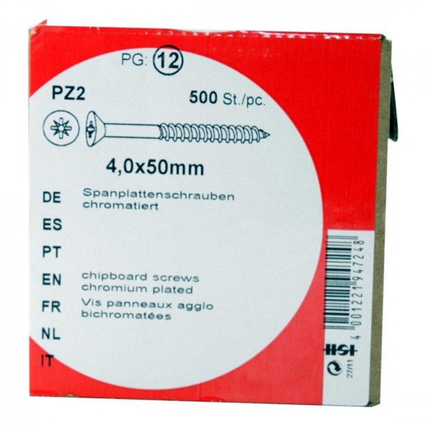 Conglomerado tornillos Pozidrive cromado 4, 0x50mm HW 500