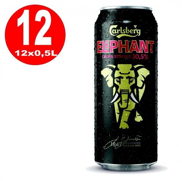 Latas de 12x 0,5L Cerveza Carlsberg Elephant Cerveza extra fuerte y fuerte 10.5% Vol EINWEG