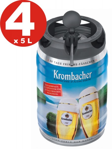 4 x Krombacher Pils barriles frescas, 5 litros de 4,8% vol