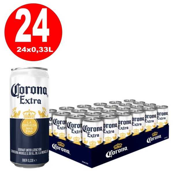 BBD REDUCIDO 5/24-24 latas Corona Extra con cerveza 0.33L 4.5% alcohol inc. € 6.00 depósito de ida