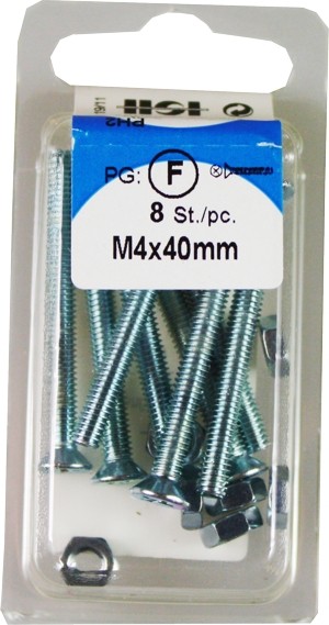 Pernos roscados con tuercas M4x40mm