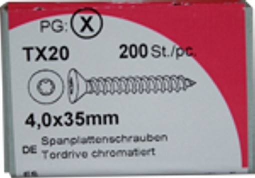 Tornillos del conglomerado puerta unidad cromado 4, 0 x 35 mm 200 KP