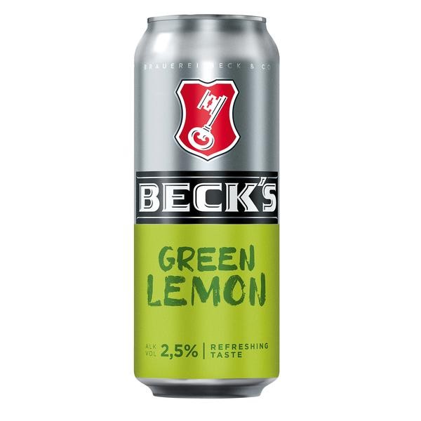 24 latas de 0.5L de Becks Green Lemon 2.5% Vol_ unidireccional