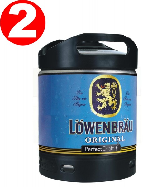 2 x Lowenbrau originales Perfect Draft barril de cerveza 6 litro 5,2% vol