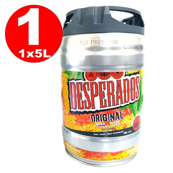 Desperados cerveza con tequila en 5 litros barril incl. Espita