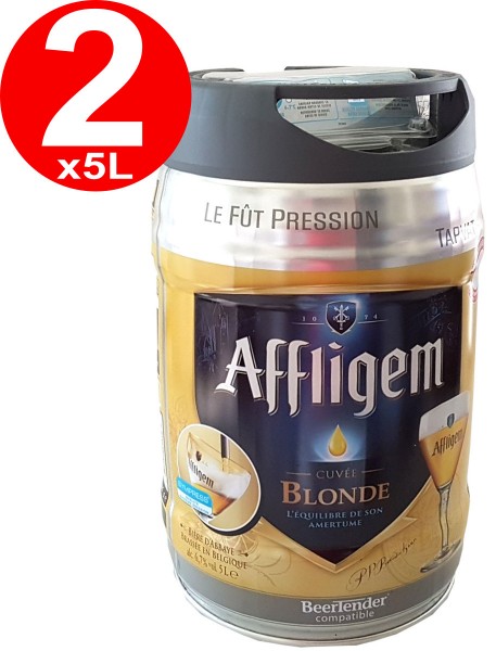 2 x Affligem rubia barril de 5 litros incl tambor. Espita 6,8% vol.