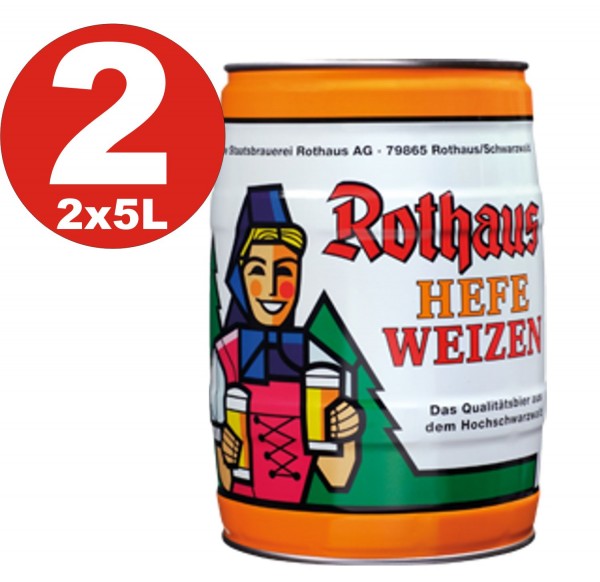 2 x Rothaus Hefeweizen 5 L 5,4% vol. partyfass