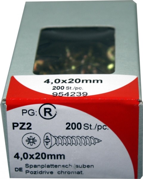 Conglomerado tornillos Pozidrive chromated KP 0x20mm 4, 200