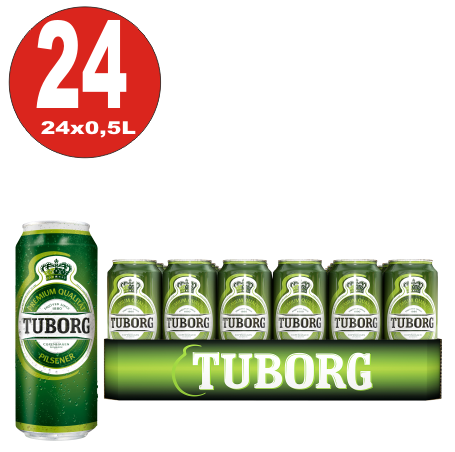 24 latas de 0,5 L Tuborg Pilsener de Dinamarca 4,9% Vol.-_ EINWEG