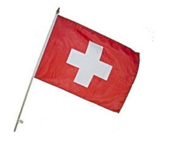 Bandera en un palo de madera Suiza