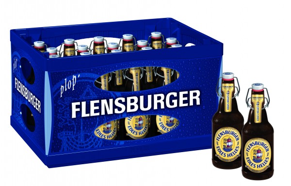 20 x Flensburger Edles Helles 0,33 l, botella con tapa abatible 5,4% vol. Caja original reutilizable