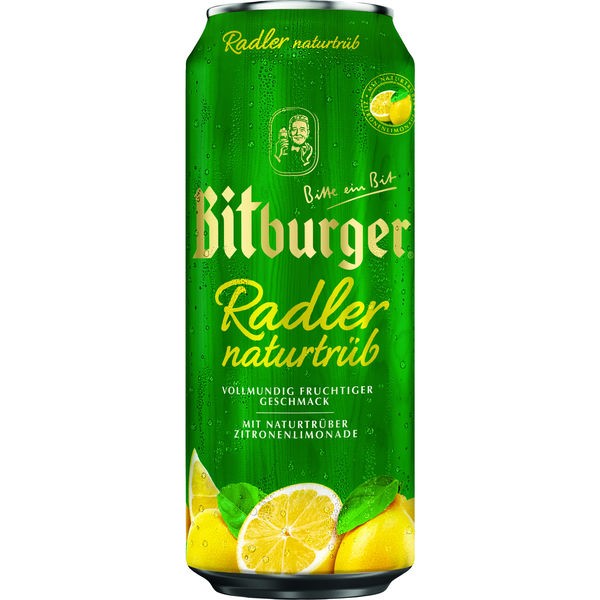 24x0,5L latas de Bitburger Radler naturalmente turbia 1,9%vol._desechable MHD: 17.6.23 REBAJADO