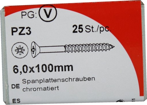 Conglomerado tornillos Pozidrive chromated KP 0x100mm 6, 25