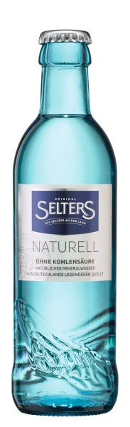 24 x Selters Naturell botella de vidrio de 0,25 l en caja original, depósito reutilizable