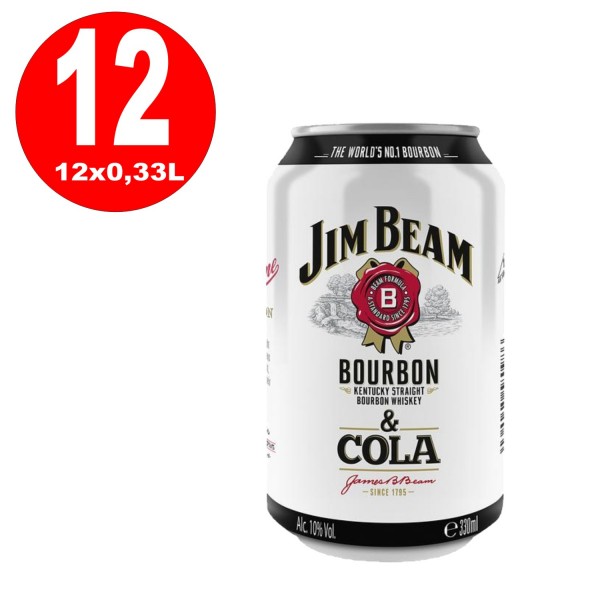 12 x Jim Beam y Cola 330 ml lata 10% vol. Depósito de ida