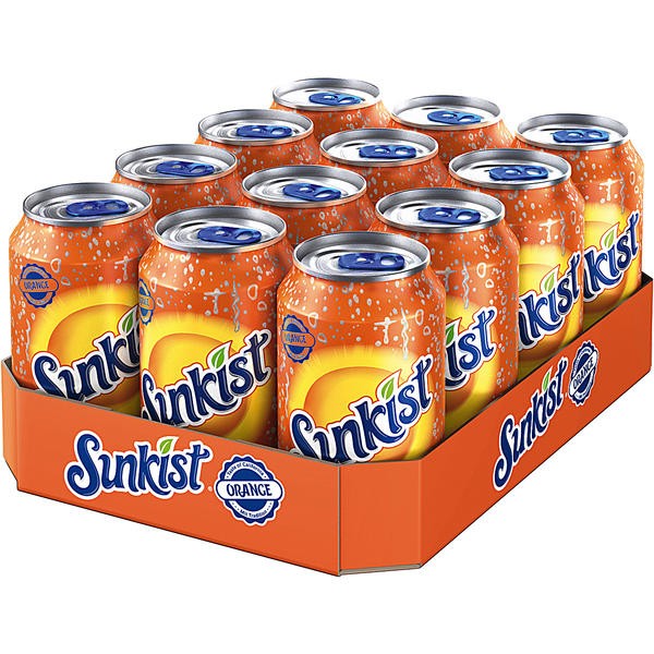 12 x Sunkist Orange 0.33L lata depósito de ida REBAJADO 1.5.22
