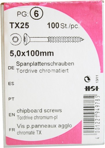 Tornillos del conglomerado puerta unidad 5 cromado, 0x100mm KP 100