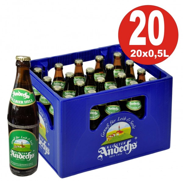 20 x Andechser Vollbier hell 0.5l - 4.8% vol. Caja original de alcohol