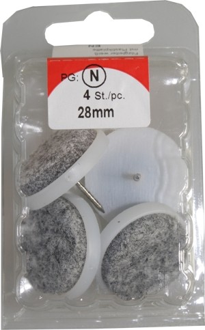 Almohadillas de fieltro blanco/gris 28 mm