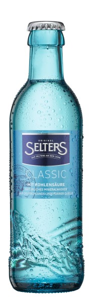 24 botellas de vidrio Selters Classic de 0,25 l en la caja retornable original