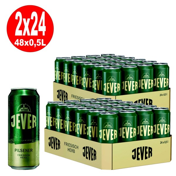 2 x Jever Pilsener 24 x 0.5L = 48 latas 4.9% vol incluido depósito de ida