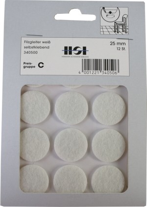 Deslizadores de fieltro autoadhesivo blanco 25 mm