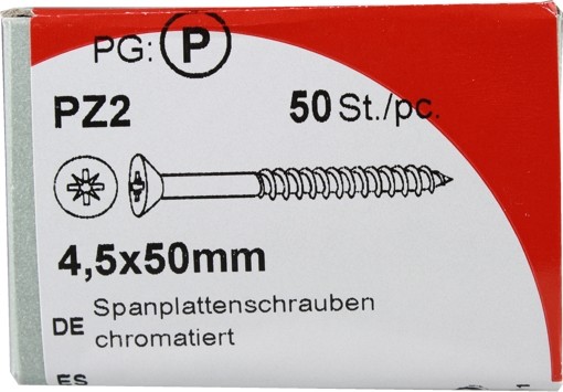 Conglomerado tornillos Pozidrive cromado 4, 5x50mm KP 50