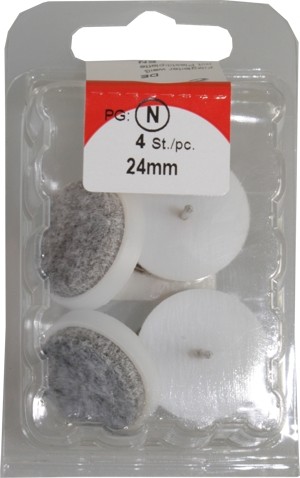 Almohadillas de fieltro blanco/gris 24 mm