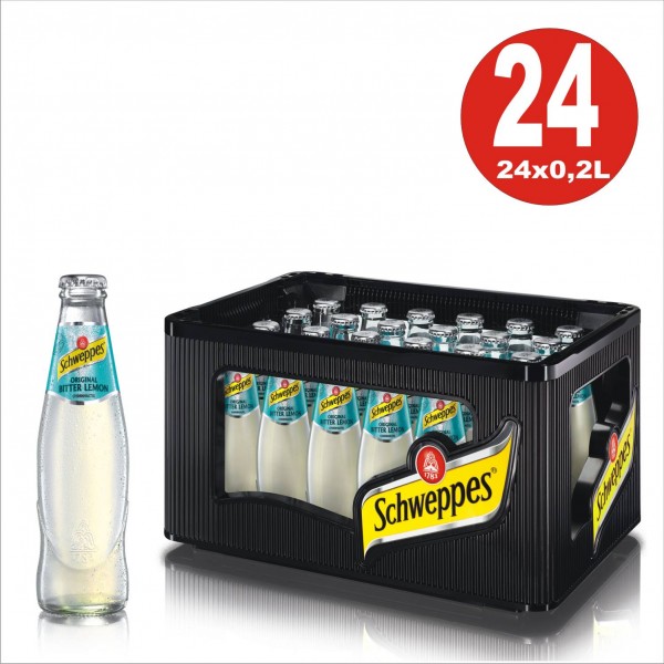 24 x botella de vidrio Schweppes Original Bitterlemon L Caja original